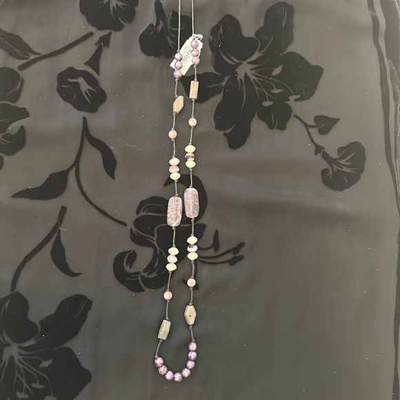 J.Jill Purple Stone Station Necklace Cord Adjustable - Picture 1 of 7
